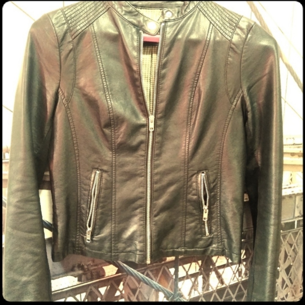 Black Rivet Black Leather Jacket S